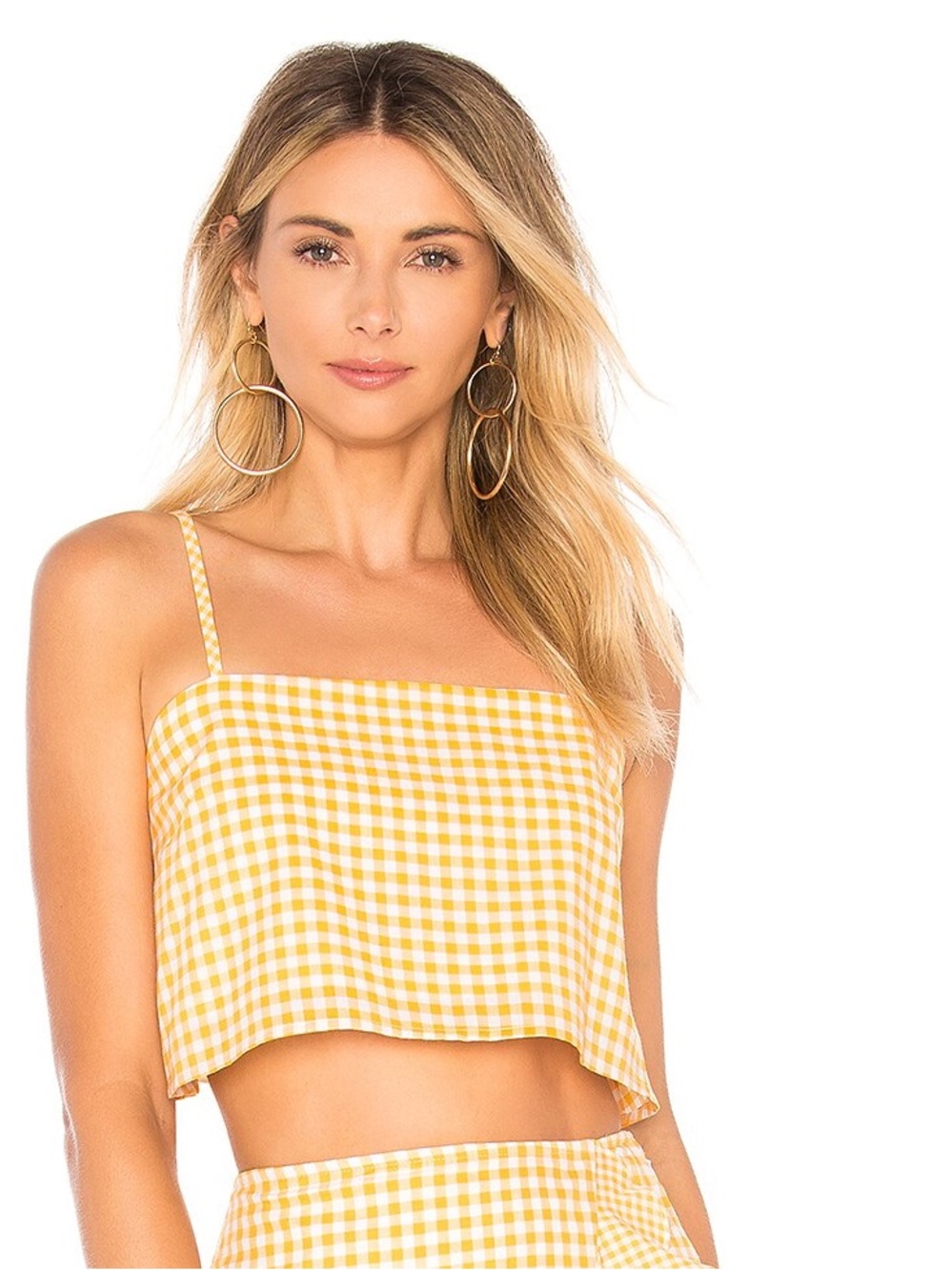 Lovers + Friends Bowie Top Tangerine Gingham Tie Back Crop XXS